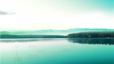 兩張雅緻湖光山色自然風景PPT背景圖片