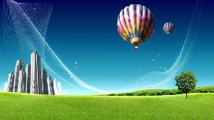 梅朵熱氣球PPT背景圖片