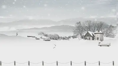 纯雪背景的雪节PPT模板