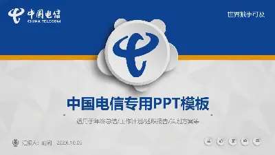 蓝色微立体的中国电信专用PPT模板