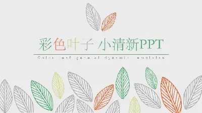 彩色简洁清新叶子图案PPT模板