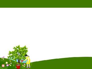 卡通人物花卉樹木PPT背景圖片