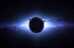 黑色背景上的行星星空宇宙PPT背景圖片