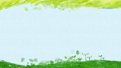 綠色水彩繪製的卡通草地嫩芽PPT背景圖片