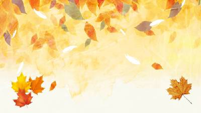 美麗的金色水彩葉子PPT背景圖片