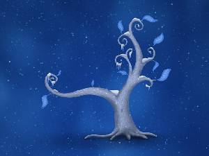 藍色星空立體樹木幻燈片背景圖片
