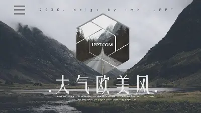 大气的欧美阿尔卑斯山自然景观PPT模板