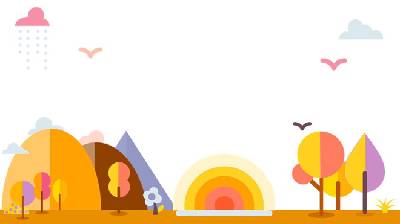 四个橙色的可爱卡通幻灯片背景图片